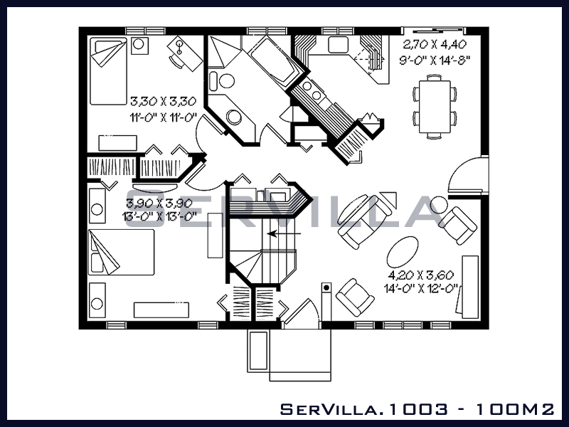 100 m2 Çelik Konstrüksiyon Villa Modeli 3