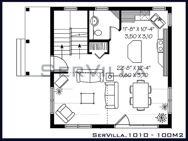 100 m2 Çelik Konstrüksiyon Villa Modeli 10