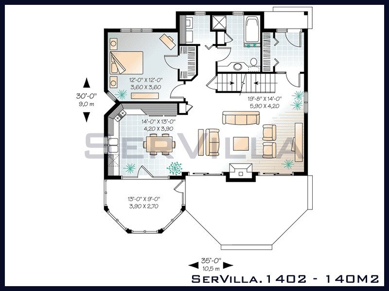 140 m2 Çelik Konstrüksiyon Villa Modeli 2