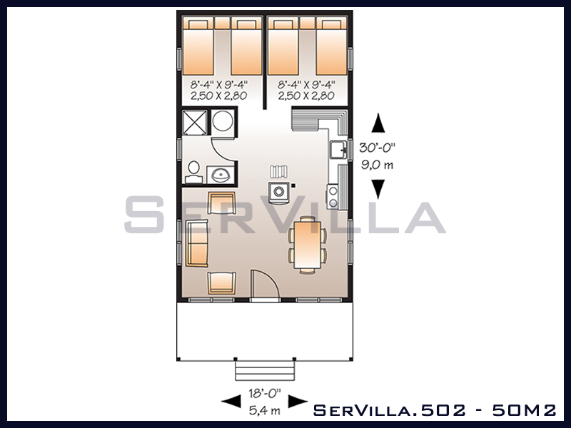 50 m2 Çelik Konstrüksiyon Villa Modeli 2