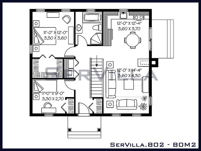 80 m2 Çelik Konstrüksiyon Villa Modeli 2