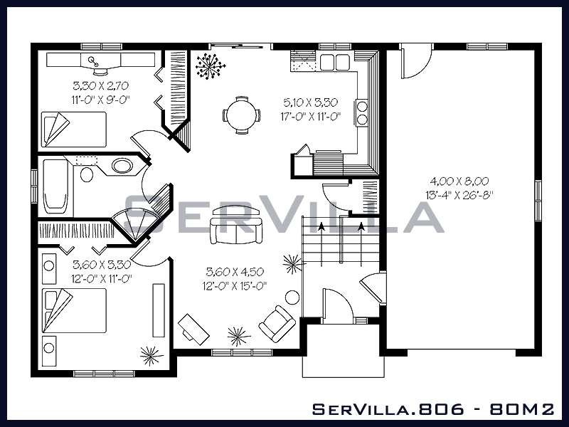 80 m2 Çelik Konstrüksiyon Villa Modeli 6