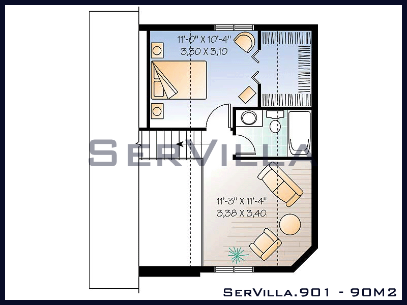 90 m2 Çelik Konstrüksiyon Villa Modeli 1