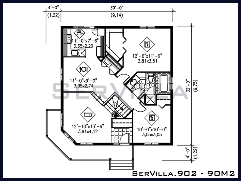 90 m2 Çelik Konstrüksiyon Villa Modeli 2