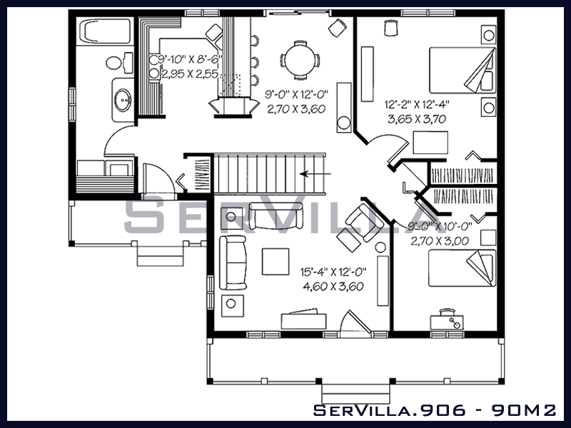 90 m2 Çelik Konstrüksiyon Villa Modeli 6